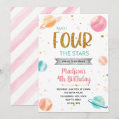 Bereik VIER de sterrensterrenstelsel verjaardag Kaart (Voorkant / Achterkant)