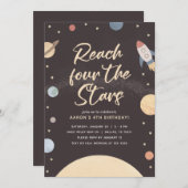 Bereik vier sterren buiten ruimte 4e verjaardag kaart (Voorkant / Achterkant)