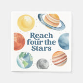 Bereik vier sterren buiten ruimte 4e verjaardag servet (Voorkant)
