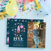 Bereik VIER Sterren De Marine Space Photo Verjaard Kaart