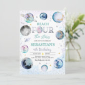 Bereik vier sterren op de ruimte van de vierde ver kaart (Staand voorkant)