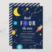 Bereik vier sterren op de vierde verjaardag kaart (Voorkant / Achterkant)