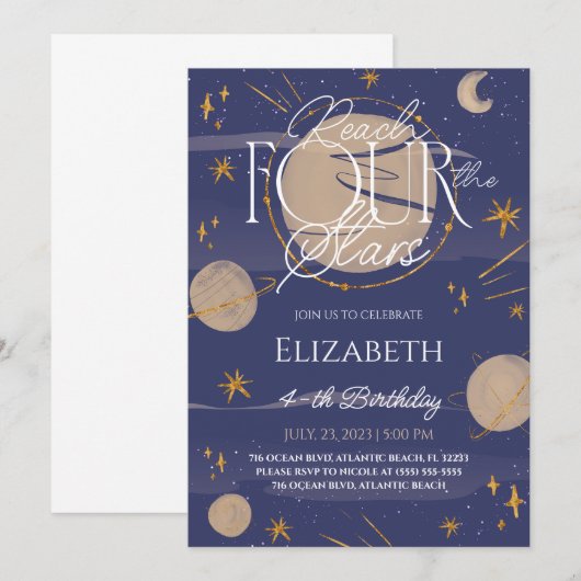 Bereik vier sterren uitnodiging (Voorkant / Achterkant)