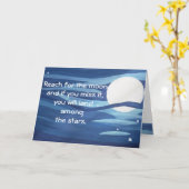 Bereik voor de Moon Stars Art Quote Inspiratie Kaart (Gele Bloem)