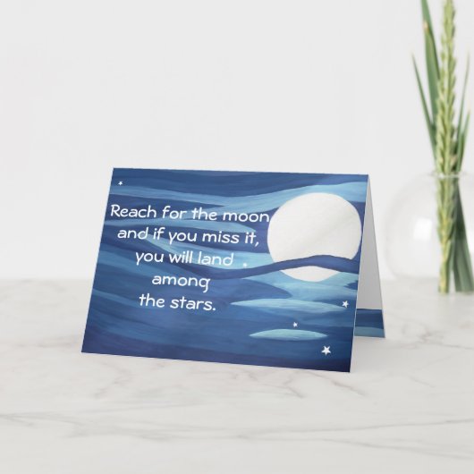 Bereik voor de Moon Stars Art Quote Inspiratie Kaart (Voorkant)