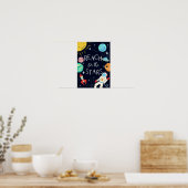 Bereik voor de Stars Cute Galaxy Planets Nursery Poster (Keuken)