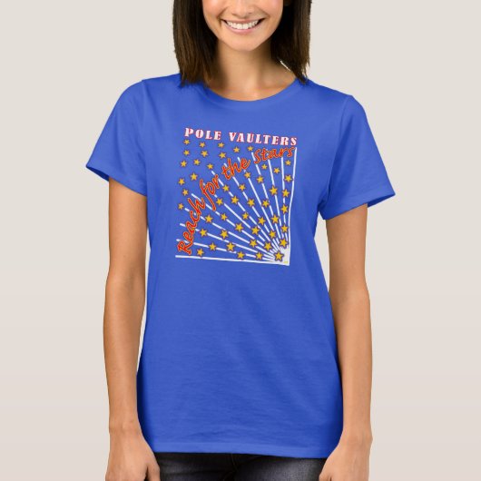 Bereik voor de Stars Pole Vaulter T-shirt Blue (Voorkant)