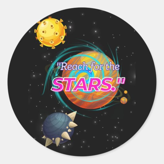 BEREIK VOOR DE STARS RONDE STICKER (Voorkant)