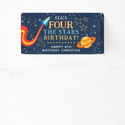 Bereik voor de sterren 4e verjaardag spandoek (Insitu)