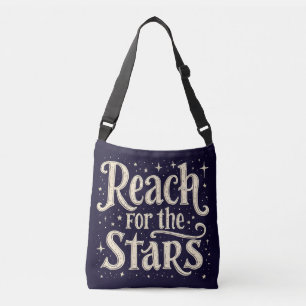 Bereik voor de sterren hemelse typografie kunst crossbody tas