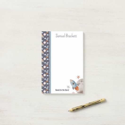 Bereik voor de Sterren Ruimteraket gepersonaliseer Post-it® Notes (Op bureau)