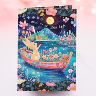 Bereik voor de Sterren Waterverf Bloemen Afstudere Kaart