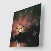 Bereik voor de Sun Silhouette Art Wall Clock Vierkante Klok (Hoek)