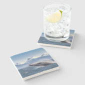 Bereikende hoefijzerwalvis in Alaska Stenen Onderzetter (Zijkant)