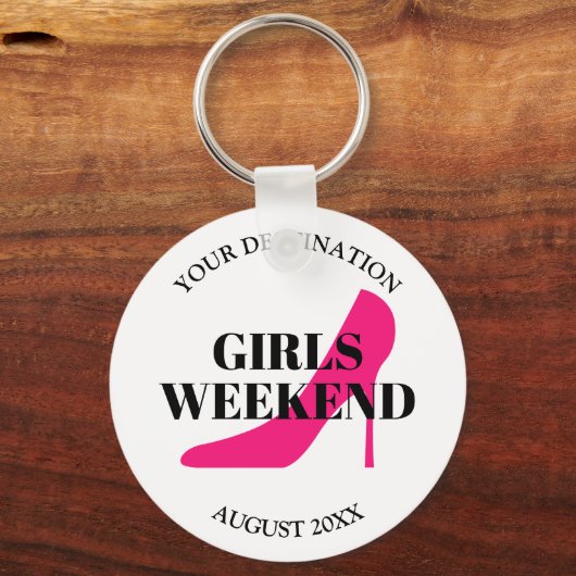 Bereisbestemming van Girls Weekend stiletto Sleutelhanger (Voorkant)