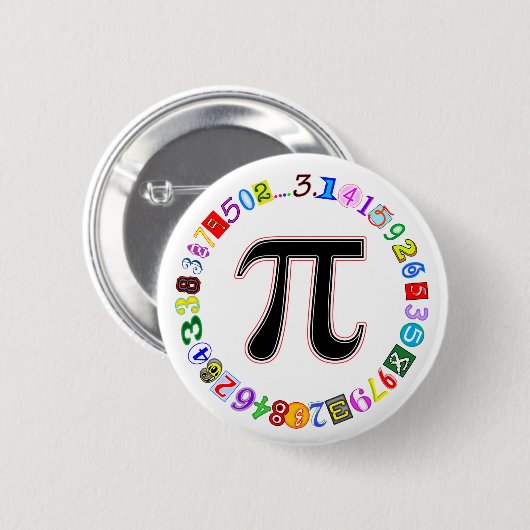 Berekende kleurrijke en vun cirkel van Pi Ronde Button 5,7 Cm (Voorkant /achterkant)