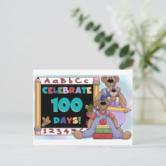 Beren 100 dagen school briefkaart (Staand voorkant)