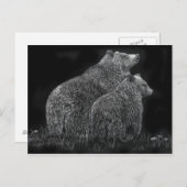 Beren Animal Scratchboard Zwart-wit kunst Briefkaart (Voorkant / Achterkant)