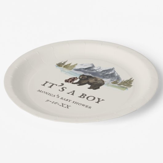 Beren Baby shower Papieren Bordje (Gekanteld)