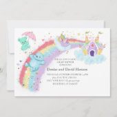 Beren, Baby shower van Unicorn en regenboog Kaart (Voorkant)