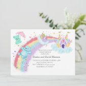 Beren, Baby shower van Unicorn en regenboog Kaart (Staand voorkant)