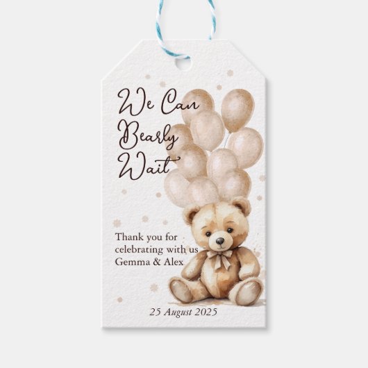 Beren ballon Baby shower Cadeaulabel (Voorkant)
