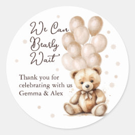 Beren ballon Baby shower Ronde Sticker