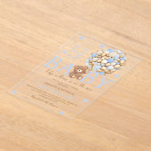 Beren ballon blauw Baby shower Acryl Uitnodigingen (Laagn)