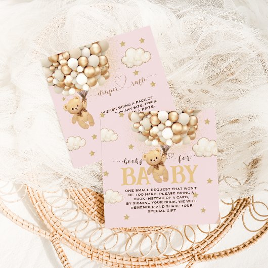 Beren ballon roze gouden luier loempia informatiekaartje