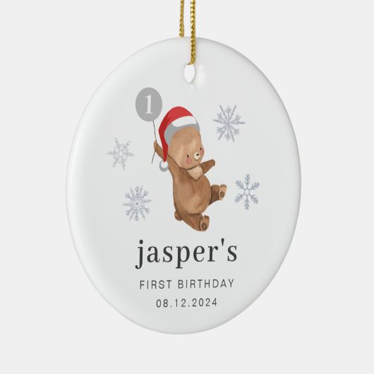 Beren ballon Santa Hat Keramisch Ornament (Rechts)