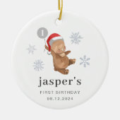 Beren ballon Santa Hat Keramisch Ornament (Voorkant)