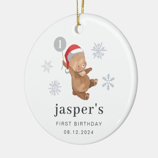 Beren ballon Santa Hat Keramisch Ornament (Links)