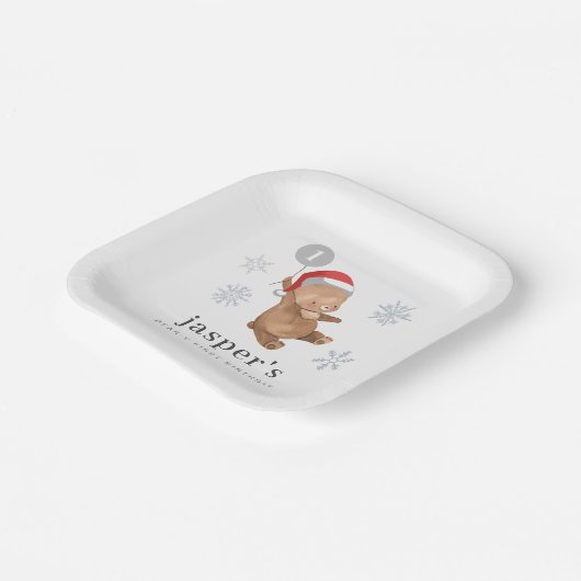 Beren ballon Santa Hat Papieren Bordje (Gebogen)