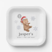 Beren ballon Santa Hat Papieren Bordje (Voorkant)