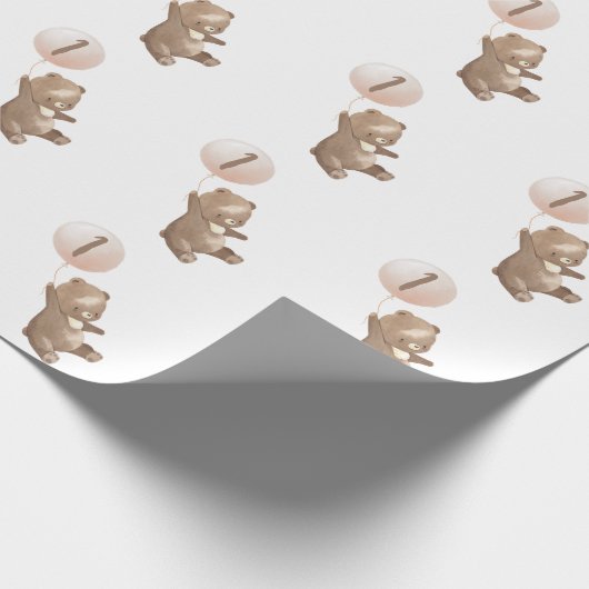 Beren ballon Verjaardag wrapping papier (Hoek)