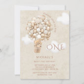 Beren ballonnen 1e verjaardagsuitnodiging kaart (Voorkant)