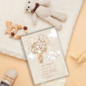 Beren ballonnen 1e verjaardagsuitnodiging kaart