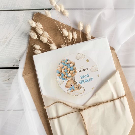 Beren ballonnen Baby Boy Shower Blue Ronde Sticker