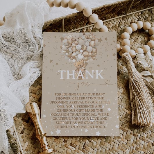 Beren ballonnen baby shower bedankkaart