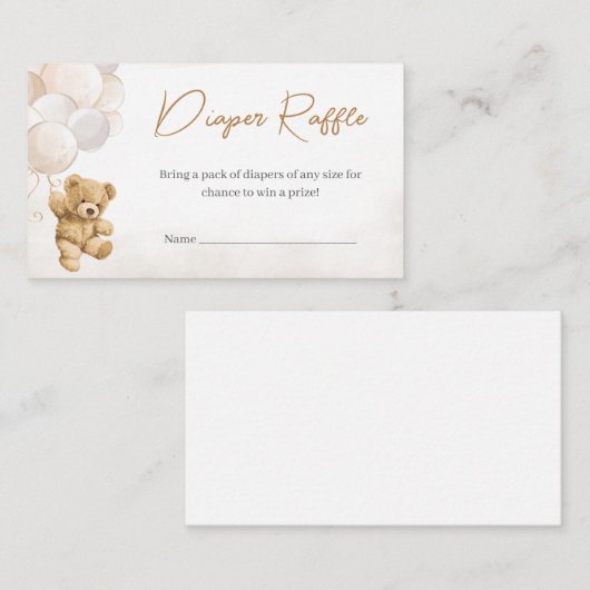 Beren ballonnen Baby shower luier Raffle Informatiekaartje (Voorkant / Achterkant)