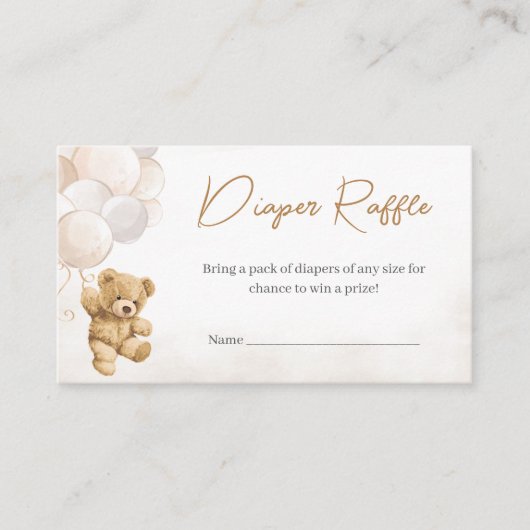 Beren ballonnen Baby shower luier Raffle Informatiekaartje (Voorkant)