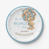 Beren ballonnen Barly Wachten Blauw Baby Jongensdo Papieren Bordje (Voorkant)