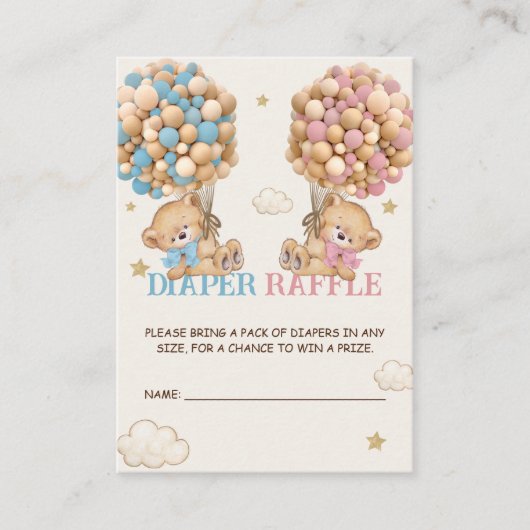 Beren ballonnen Barly Wachten Luier Raffle Informatiekaartje (Voorkant)