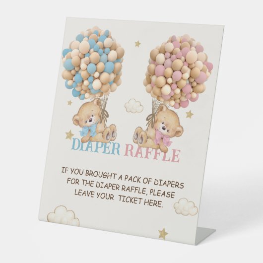 Beren ballonnen Barly Wachten Luier Raffle Reclamebord Met Voetstuk (Voorkant)
