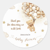 Beren ballonnen beige goud dank u ronde sticker (Voorkant)