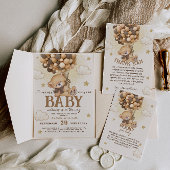 Beren ballonnen bruin neutraal boho Baby shower Bedankkaart