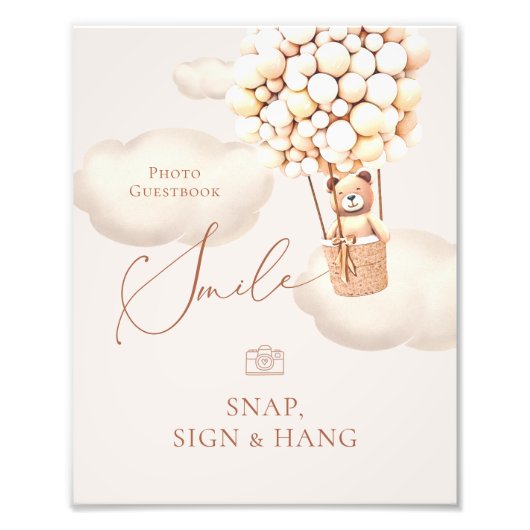 Beren ballonnen FotoGuestbook Magnetisch Onderteke Foto Afdruk (Voorkant)