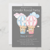Beren & Ballonnen Geslacht Onthullen Party Uitnodi Kaart (Voorkant)