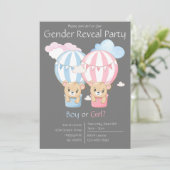 Beren & Ballonnen Geslacht Onthullen Party Uitnodi Kaart (Staand voorkant)