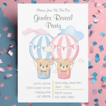 Beren & Ballonnen Geslacht Onthullen Party Uitnodi